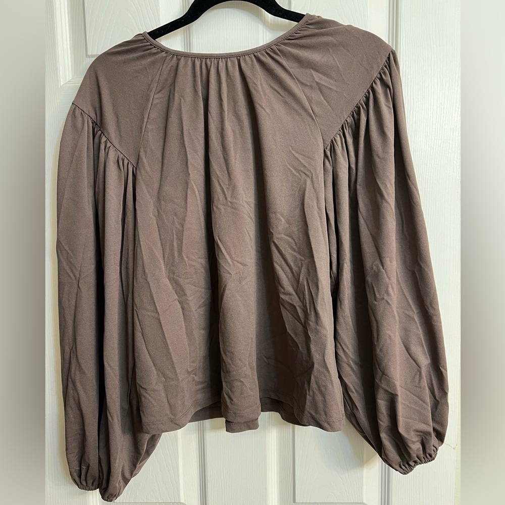 Target Brown/Mauve Blouse with Puffy Sleeves